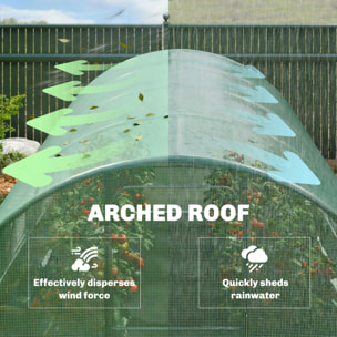 Serre tunnel de jardin - 12m², 295x400x200cm - porte et 8 fenêtres - bâche PE haute densité 140 g/m² - pour extérieur - vert