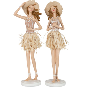 J-Line figurine Fille Plage Debout - polyrésine - blanc/beige - 2 pcs