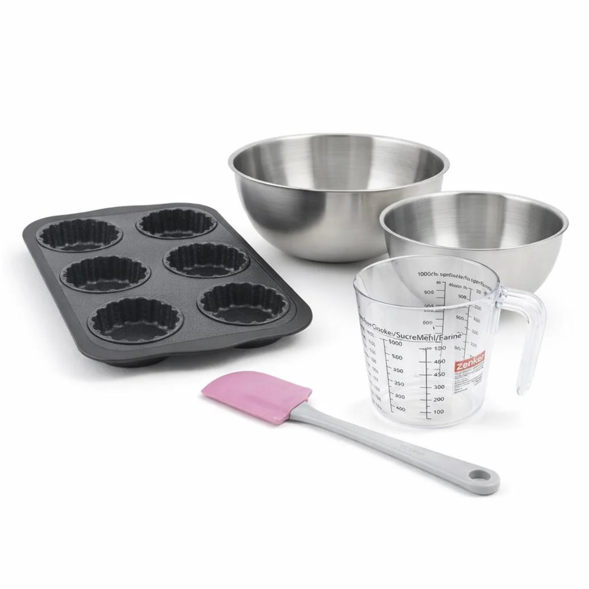 Set de 5 ustensiles de pâtisserie moule à gâteaux bol spatule et verre doseur Silicone fibre de verre Silicone fibre de verre Zenker  Silicone fibre de verre