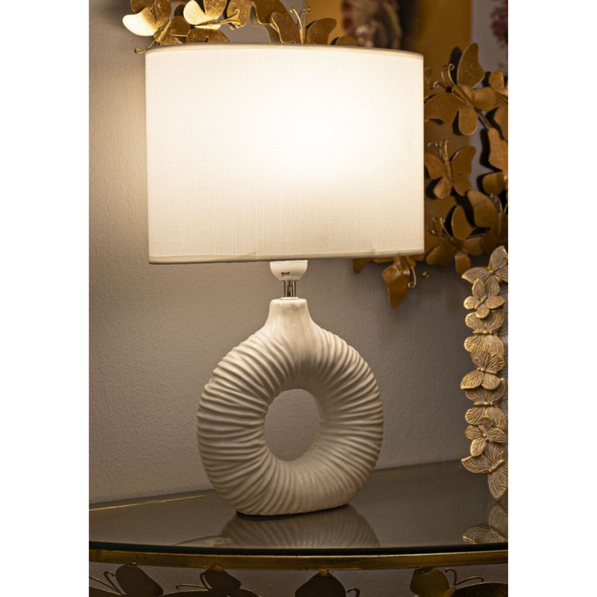 LAMPADA DA TAVOLO SETA BIANCA CM 28,5X15X43