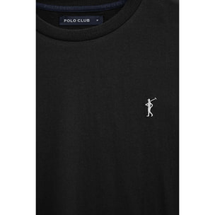 Camiseta negra de manga larga y corte recto con bordado Rigby Go