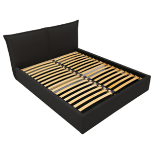 John - lit coffre - 140x200 cm - en velours - sommier inclus - Noir