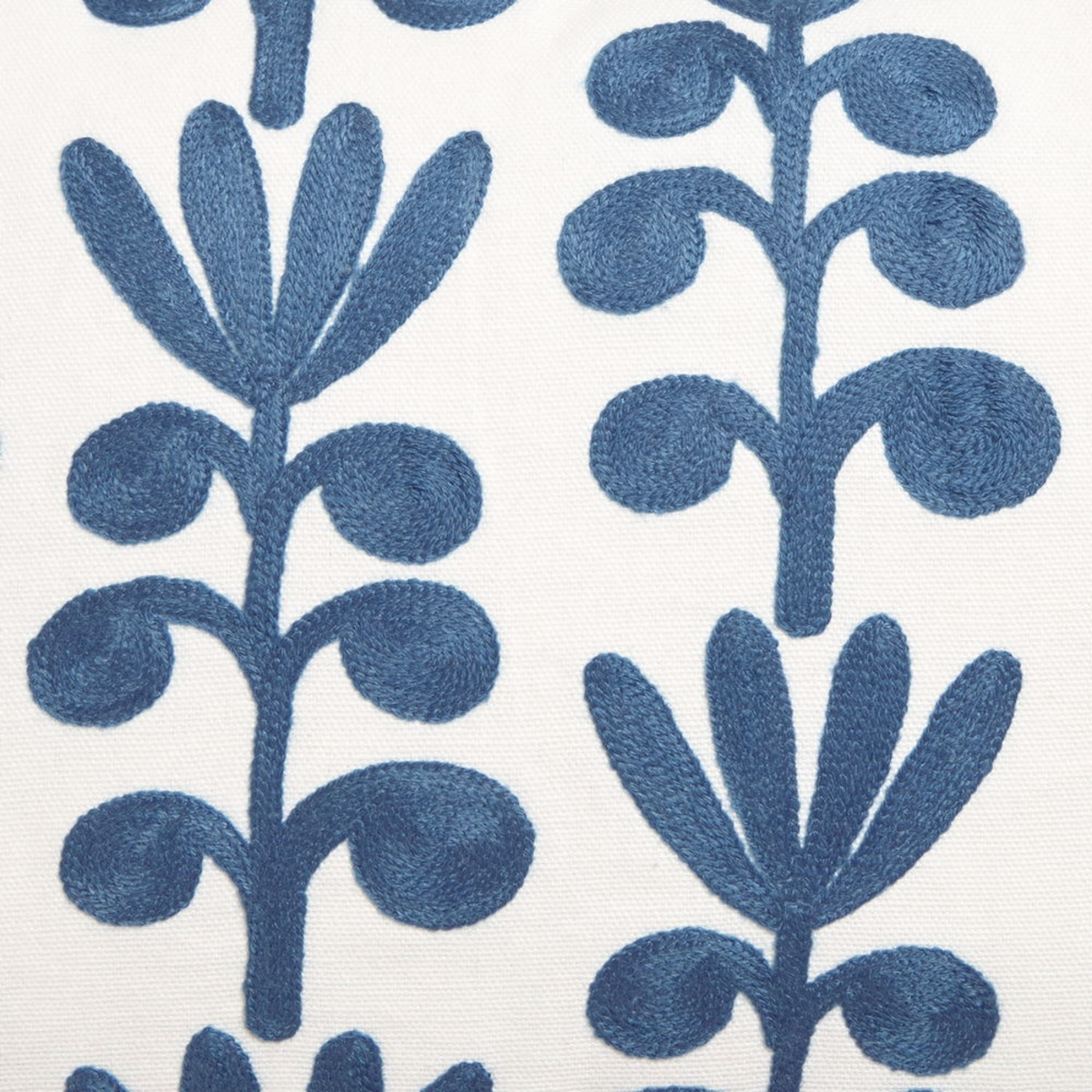 Funda de cojín algodón bordado vegetal Feli color azul Algodón