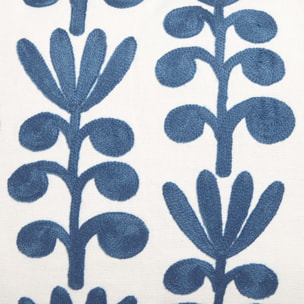 Funda de cojín algodón bordado vegetal Feli color azul Algodón