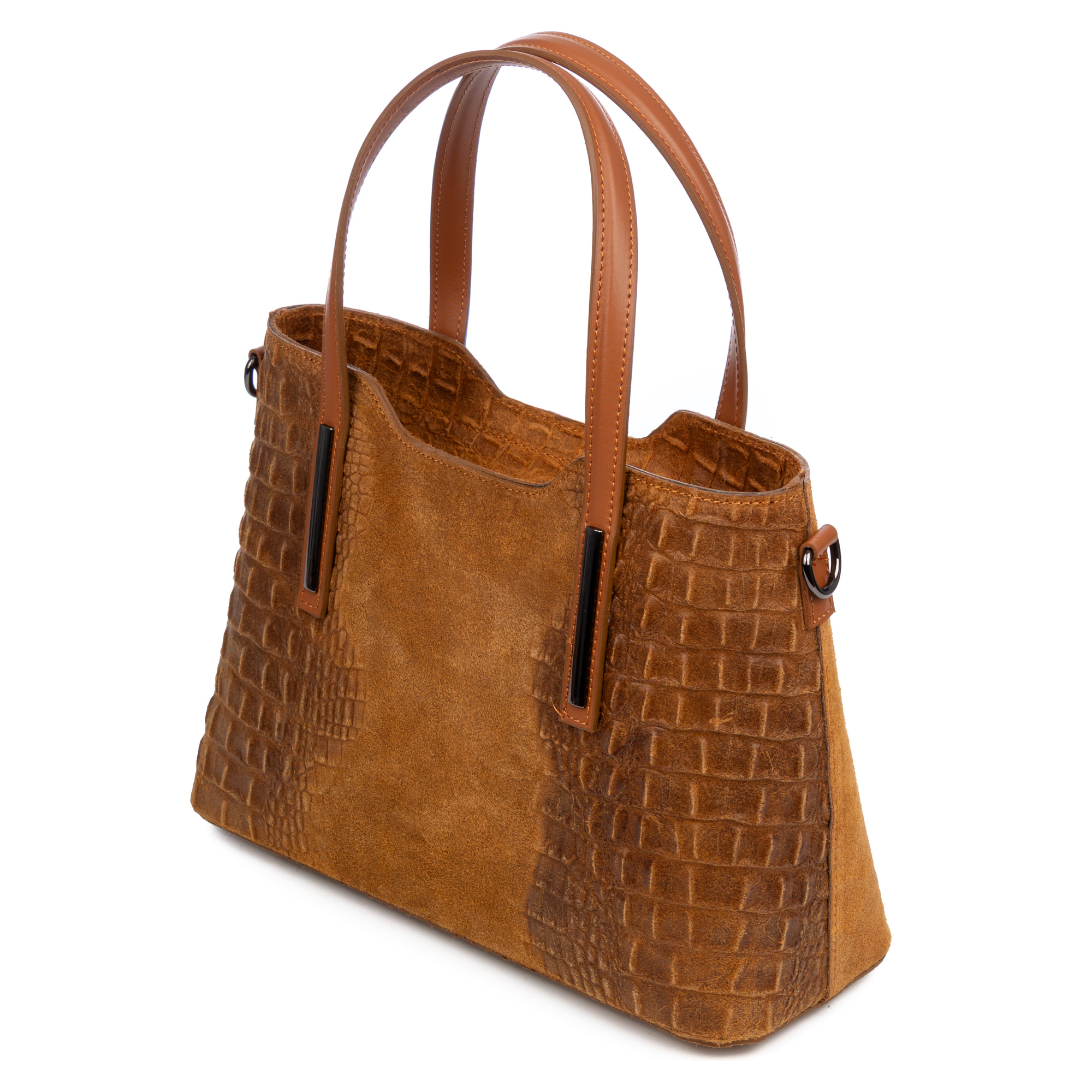 Fiesole bolso tote mujer. Piel auténtica Gamuza grabado cocodrilo.