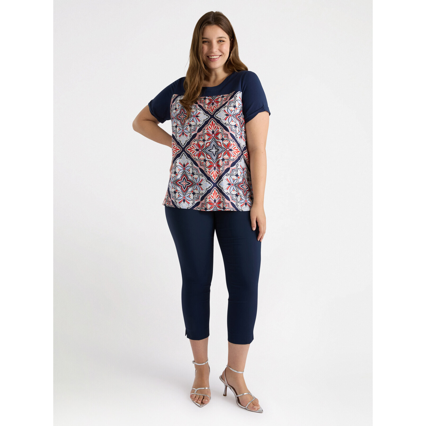 Fiorella Rubino - Camiseta con inserto estampado - Azul