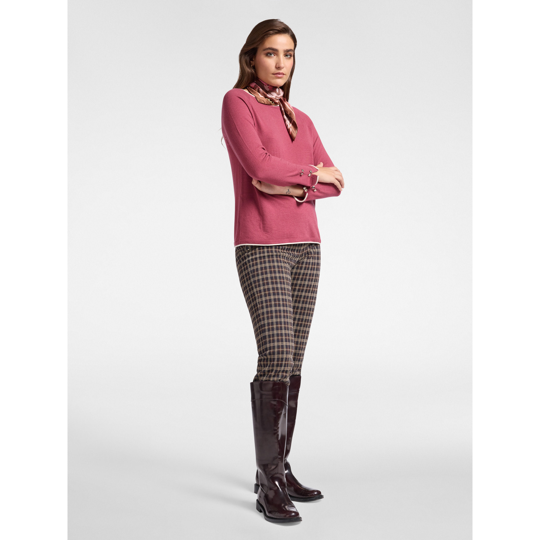 Elena Mirò - Pantalones a cuadros - Marrón