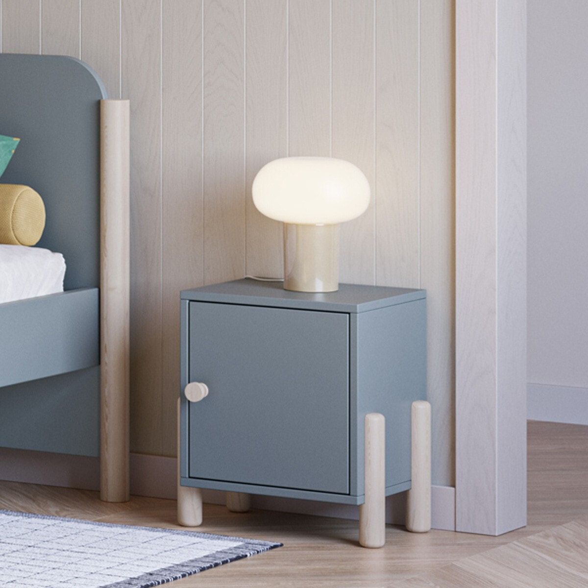 Table de chevet enfant 1 porte en bois - BASTIEN