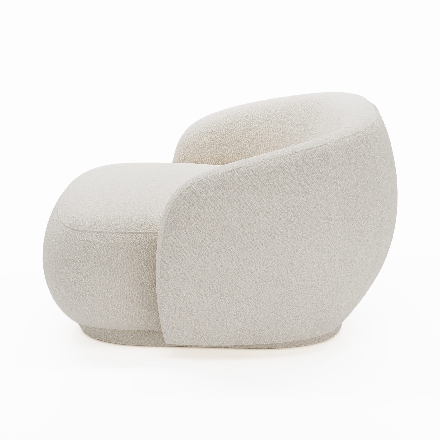 Loveseat Joshua - Fauteuil 1 place et demie en tissu bouclette crème