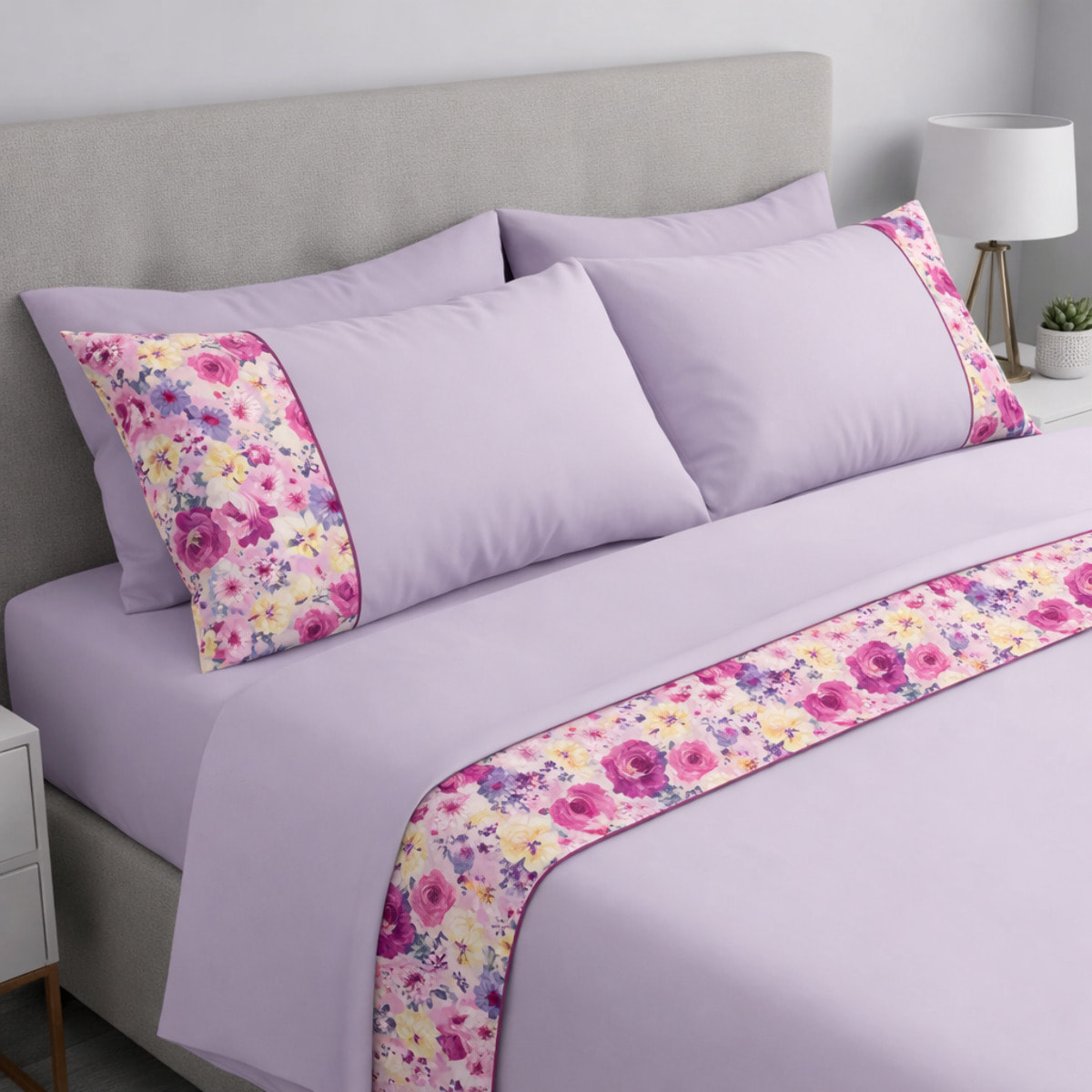 Completo letto Armonie IPERSAN Puro Cotone Dalia Glicine