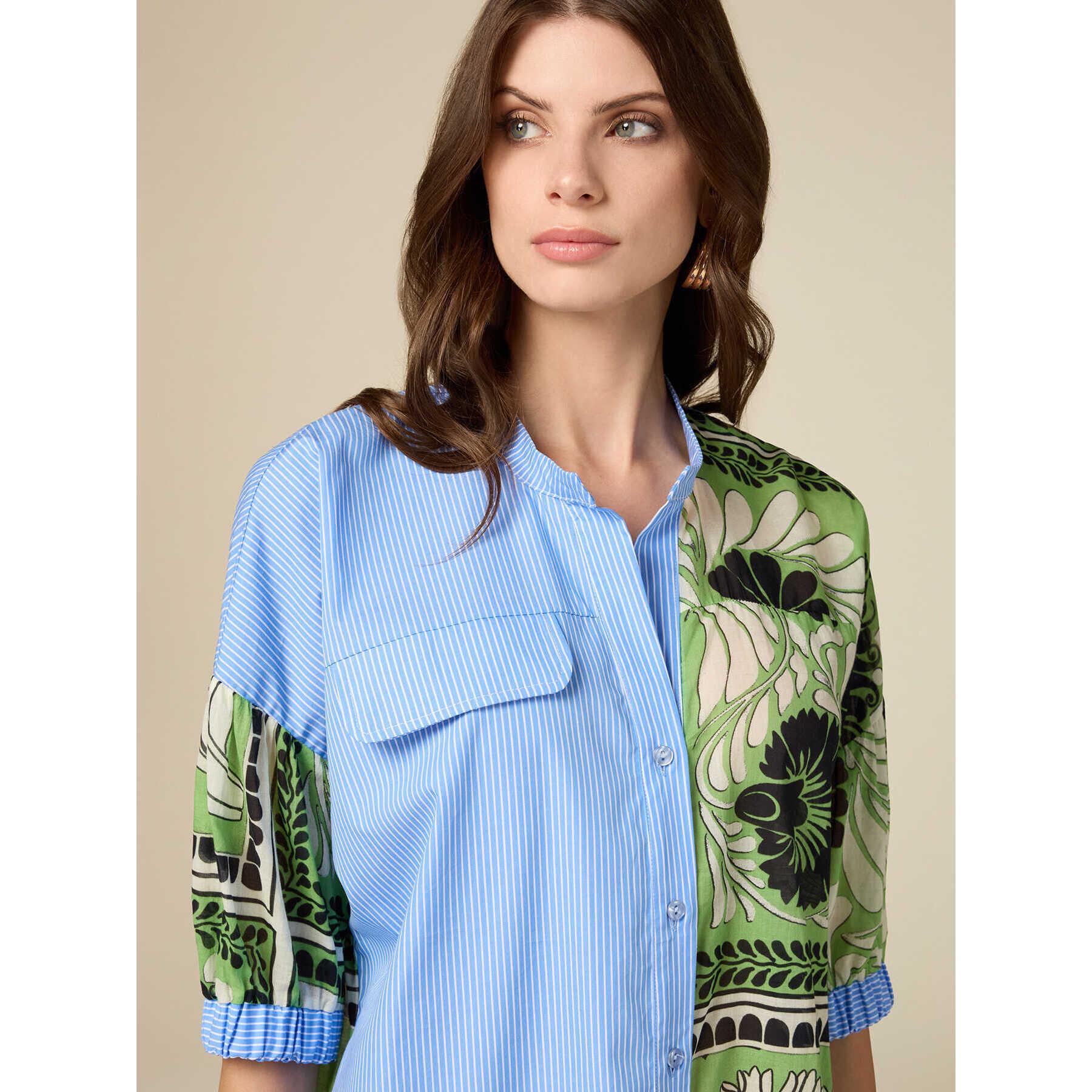 Oltre - Camicia boxy combinata - Azzurro