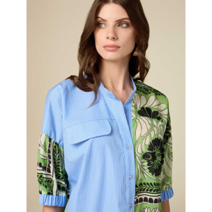 Oltre - Camicia boxy combinata - Azzurro