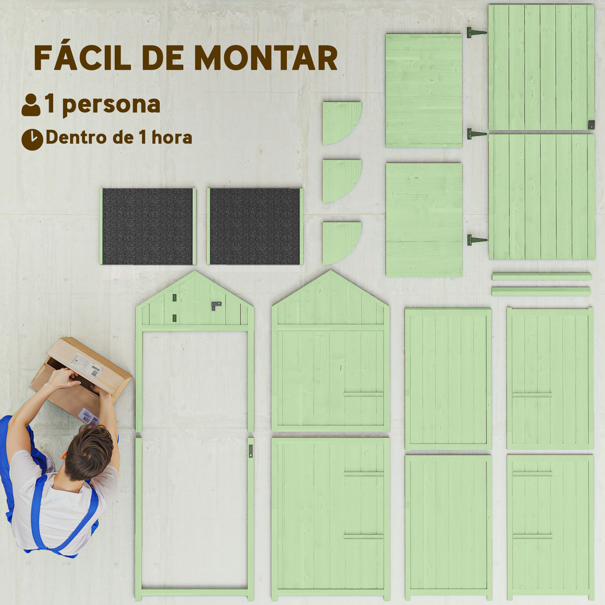 Armario de Jardín de Madera 77x54,2x179 cm 0,3 m² Cobertizo para Almacenaje de Herramientas con 3 Estantes y 2 Puertas con Cerrojo para Patio Terraza Verde