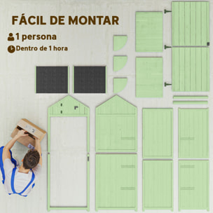 Armario de Jardín de Madera 77x54,2x179 cm 0,3 m² Cobertizo para Almacenaje de Herramientas con 3 Estantes y 2 Puertas con Cerrojo para Patio Terraza Verde