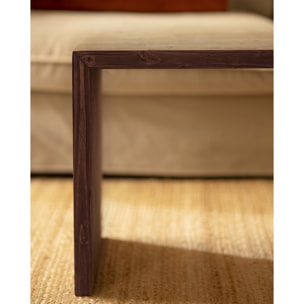 Mesa de centro de madera maciza en tono nogal de 109,4x45x35cm Alto: 45 Largo: 109.4 Ancho: 35