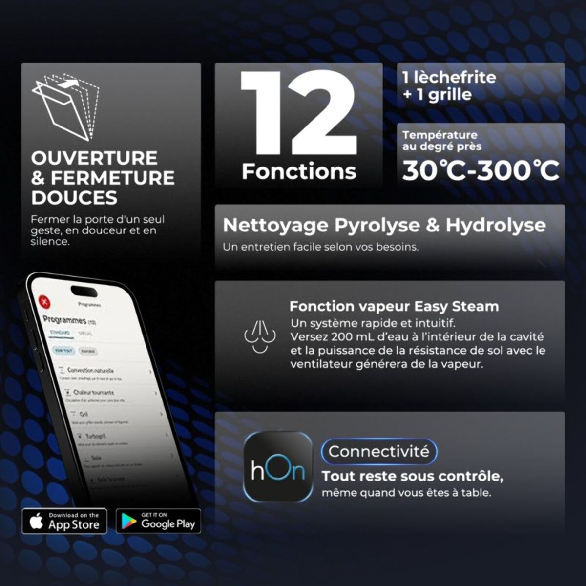 Four encastrable HAIER ID2P5B5EYTB - Pyrolyse - Hydrolyse - Chaleur pulsée - Porte froide - Rails télescopiques