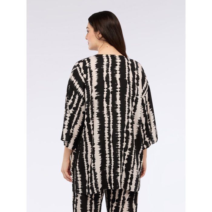 Fiorella Rubino - Kimono stampa tie dye - Nero