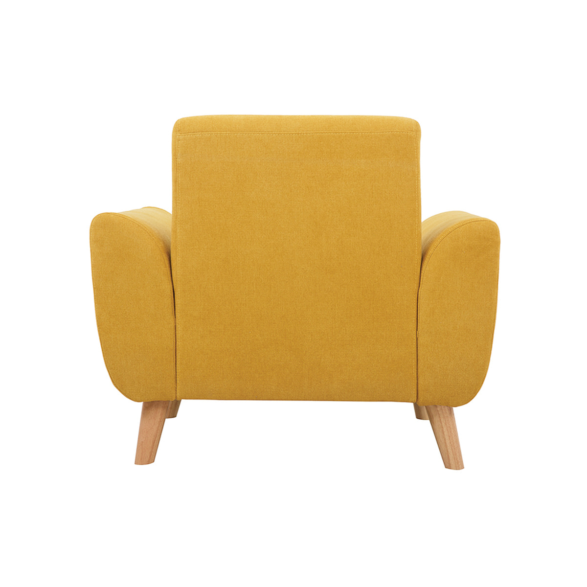 Fauteuil scandinave en tissu effet velours jaune moutarde et bois clair  EKTOR