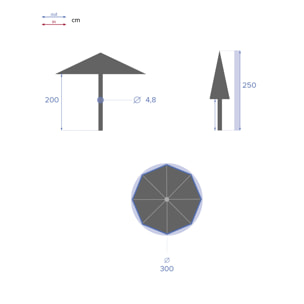 Parasol droit rectangulaire inclinable "Loompa" blé 3m