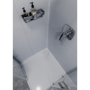 Panier de douche 30 cm en laiton massif, Chrome (SATDPOL30CH)