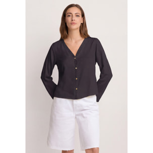 Kocca - Blusa fluida scollo a V Donna, Tinta unita, Scollo a V