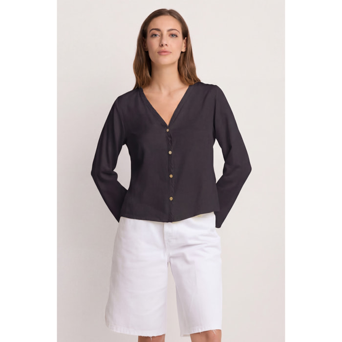 Kocca - Blusa fluida scollo a V Donna, Tinta unita, Scollo a V