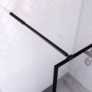 Paroi de Douche 140x200 cm - Cadre et Bras Aluminium NOIR MAT - DARK CONTOURING