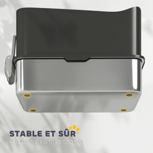 Maison de toilette XL 65L design - bac à litière grande taille 60 x 40 x 38 cm - acier inox ABS noir