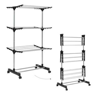 Séchoir Néo noir 3 niveaux - 16m d'étendage