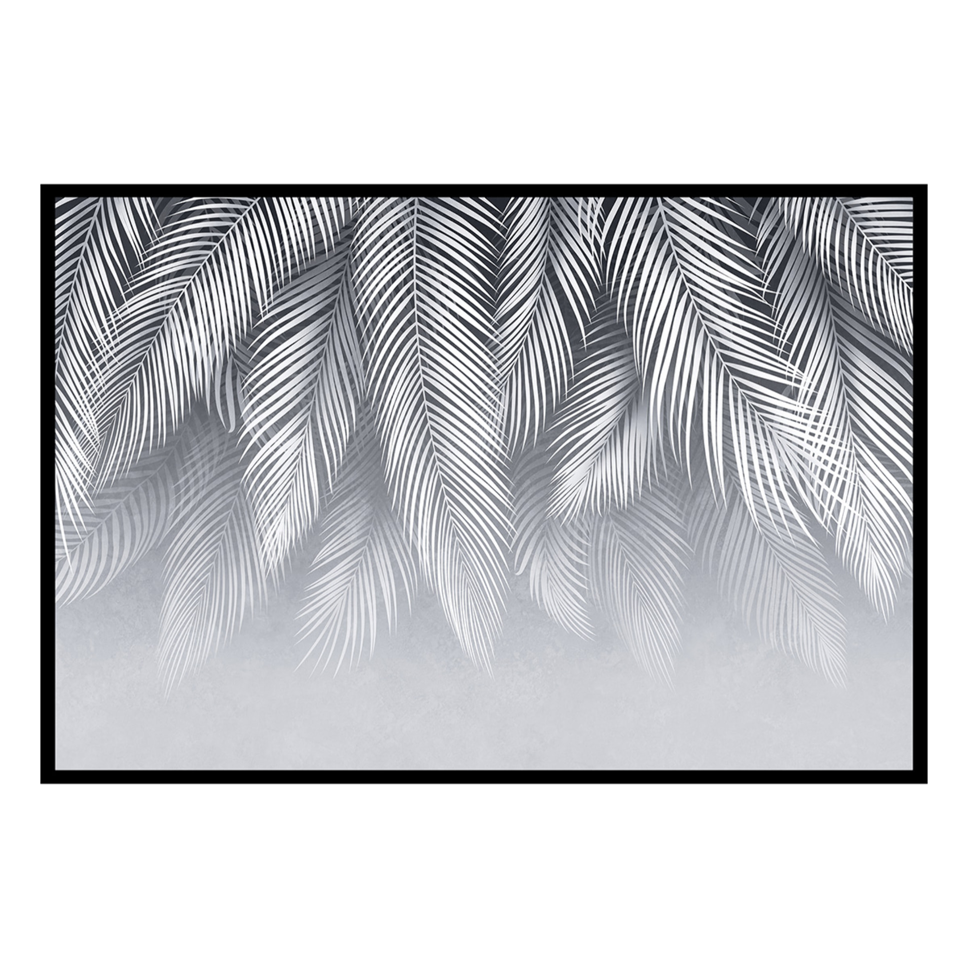 Affiche encadrée feuillage tropical noir et blanc Affiche + cadre en métal - Noir