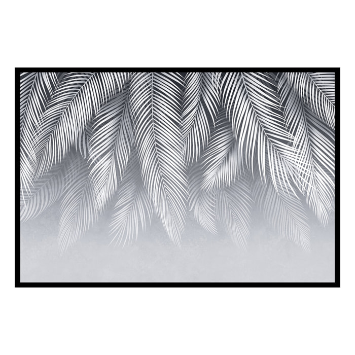 Affiche encadrée feuillage tropical noir et blanc Affiche + cadre en métal - Noir
