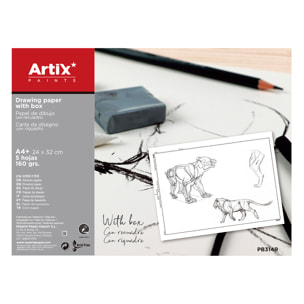 12 packs PAPEL DE DIBUJO CON RECUADRO 24 x 32 cm 5 HOJAS