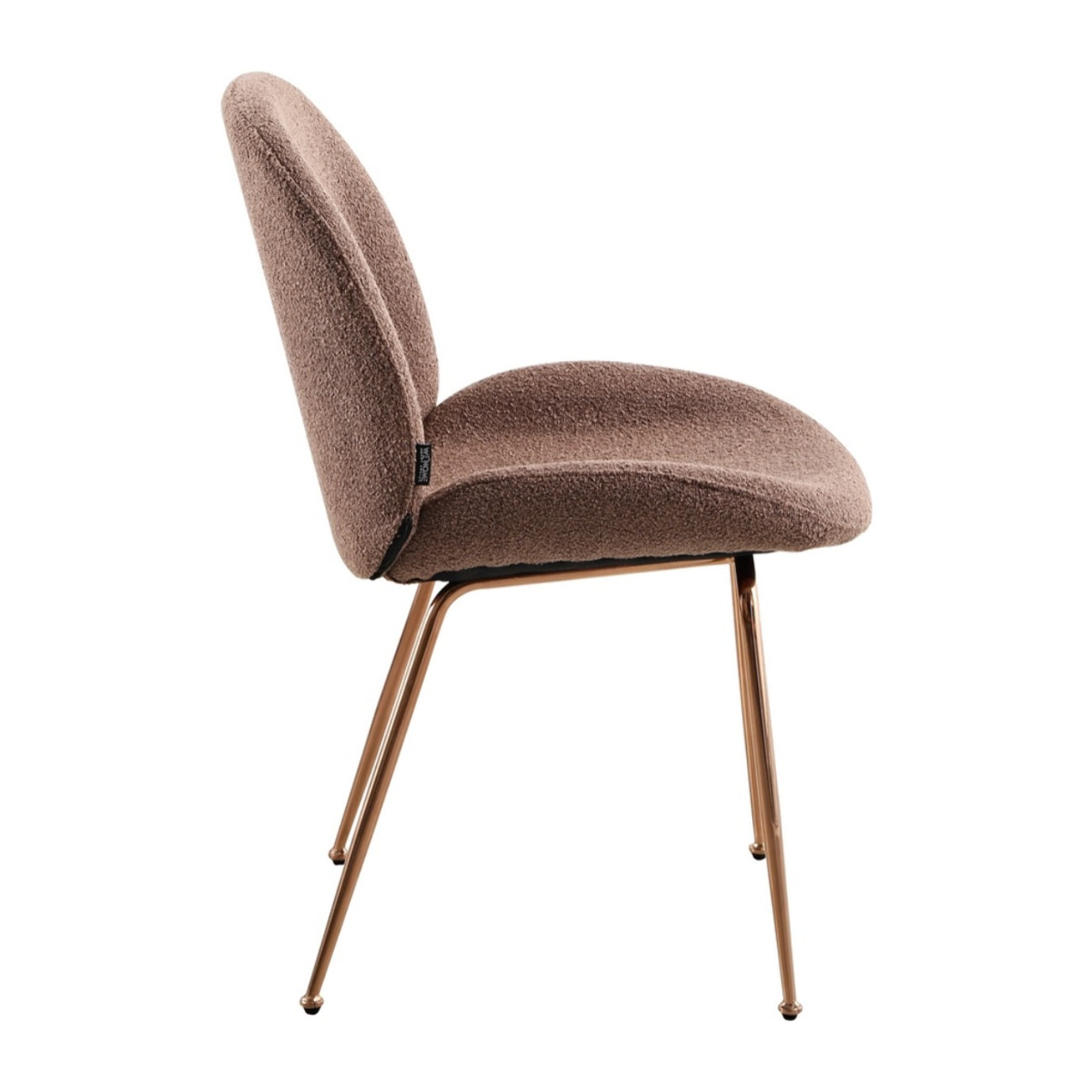 Coppia di sedie in tessuto bouclè marrone con gambe in oro rosa - Shell