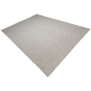 QUENTIN - Tapis rect 200x290cm en laine tissée couleur blanc/gris chiné