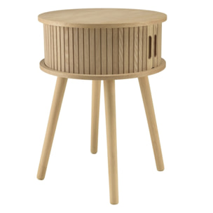 AGATHE - Table de chevet ronde en bois couleur naturelle D40cm