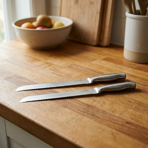Couteau à pain inox professionnel Set de 2, 33,5 x 3 x 2 cm acier inoxydable Nirosta Star