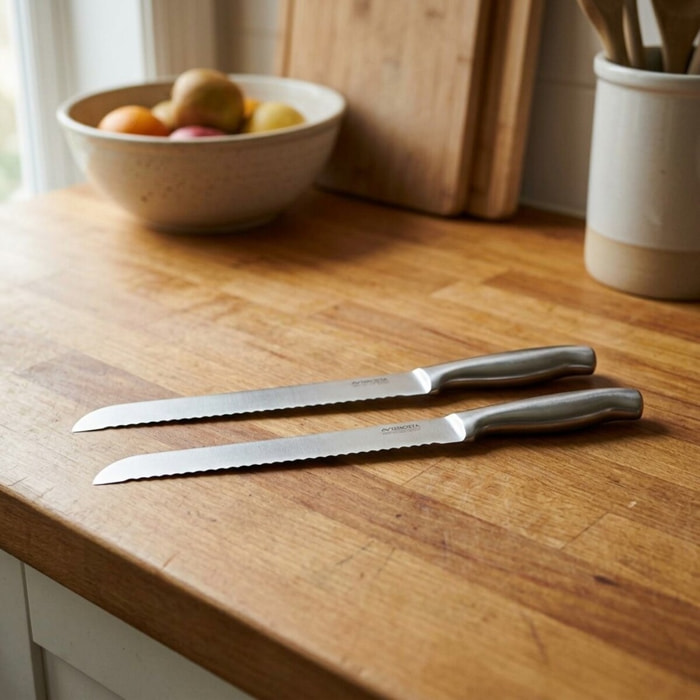 Couteau à pain inox professionnel Set de 2, 33,5 x 3 x 2 cm acier inoxydable Nirosta Star