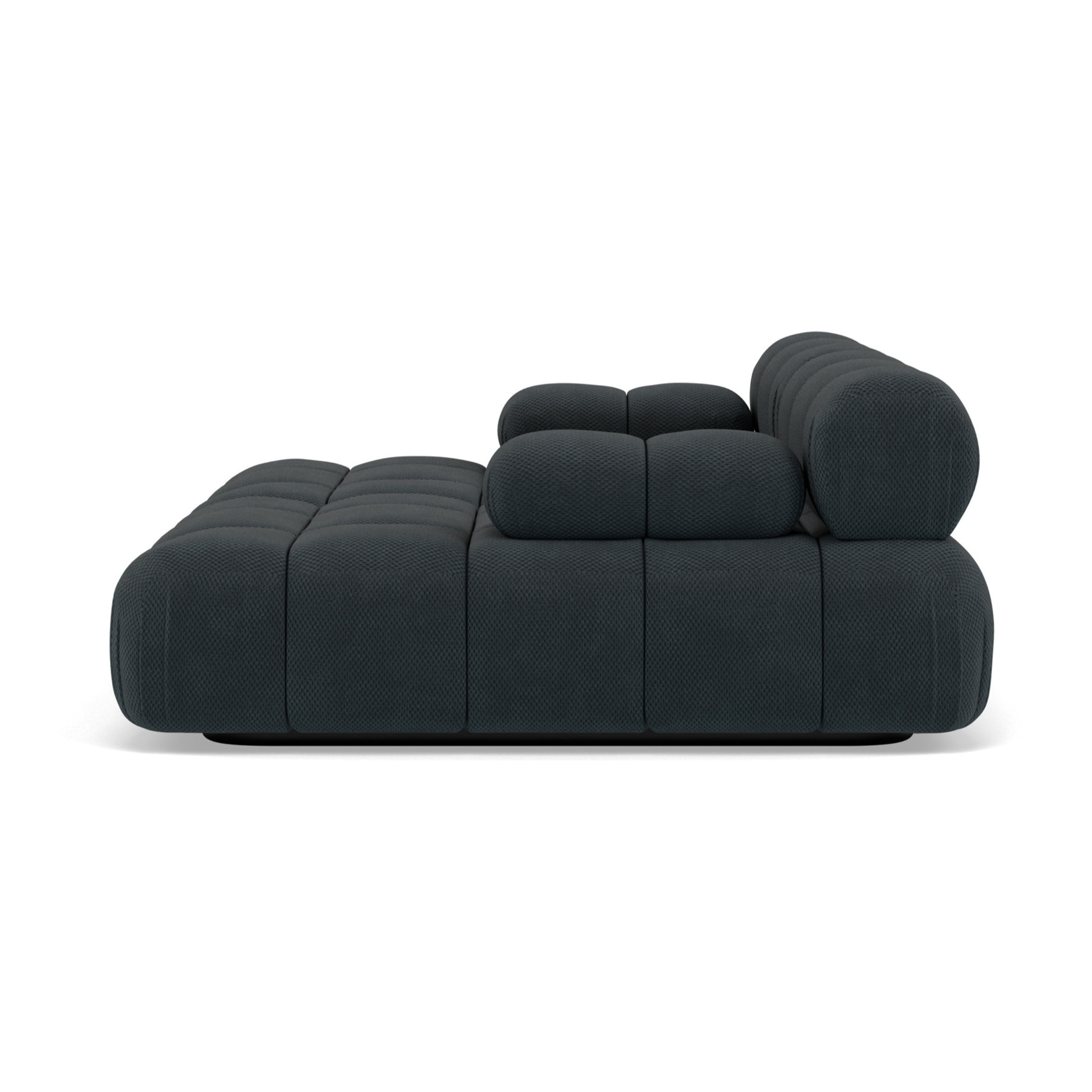 Ruby - canapé droit 4 places avec double méridienne - assise profonde - en velours texturé - Noir