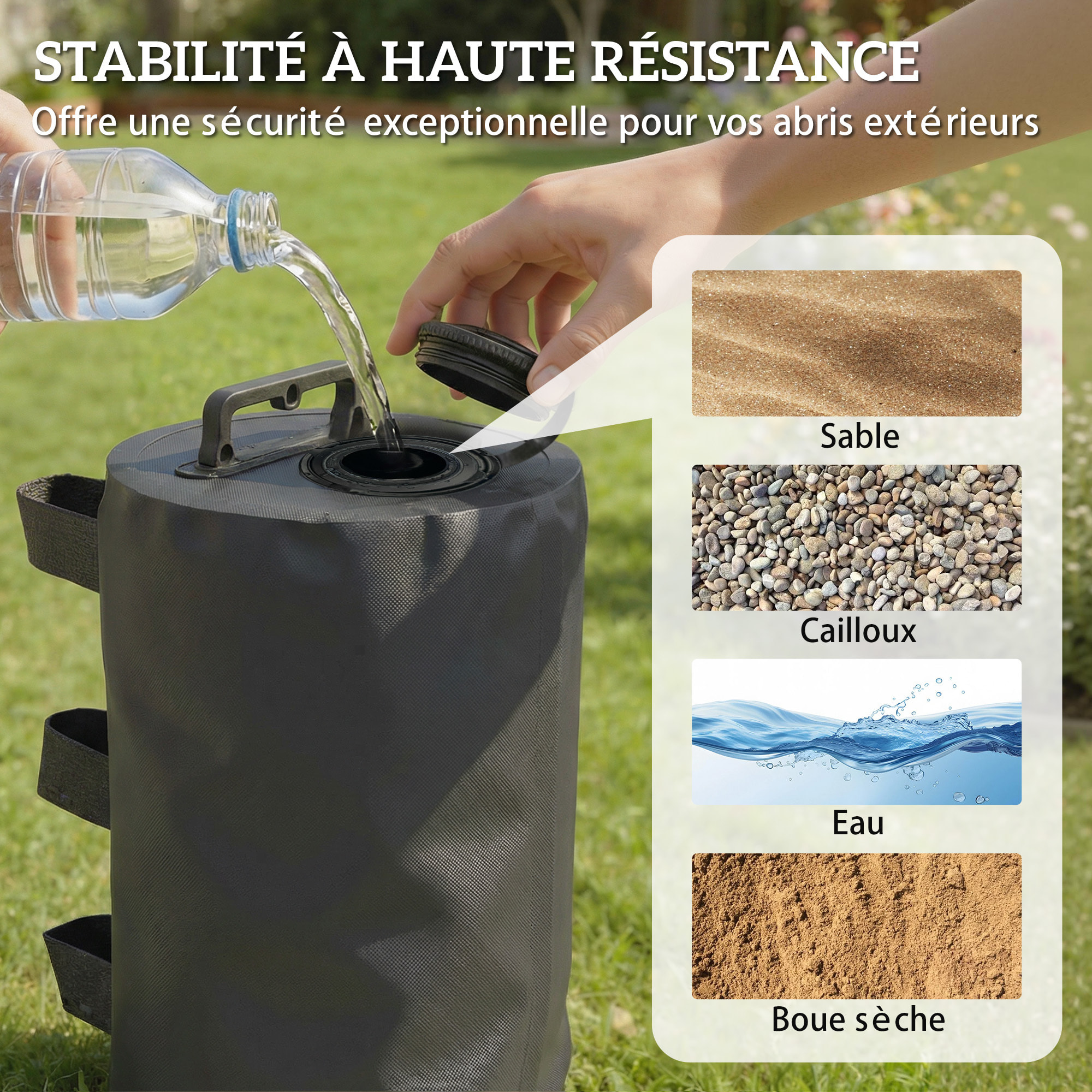 Lot de 4 sacs de lestage pliable tonnelle barnum PVC haute densité noir