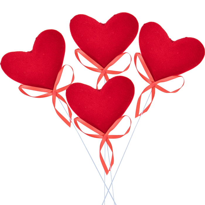 Pick Cuori 6 Pezzi. Altezza 20 Cm - Pezzi 6 - 12X25X8cm - Colore: rosso - Bianchi Dino - Articoli Natalizi