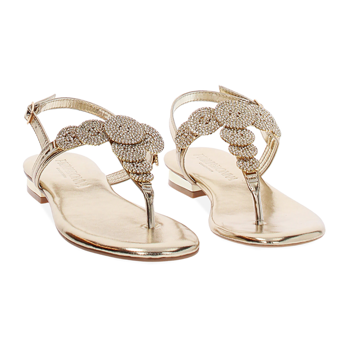 Sandalias planas oro con piedras luminosas