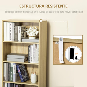 HOMCOM Estantería Librería con 4 Compartimentos Abiertos y 1 Armario con 2 Estantes Almacenaje Libros Plantas para Salón Estudio 59x29x180 cm Madera Natural