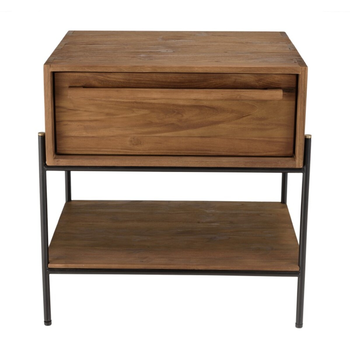 SIXTINE - Table de chevet 1 niche bois de teck recyclé