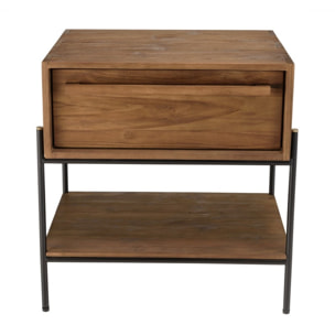 SIXTINE - Table de chevet 1 niche bois de teck recyclé