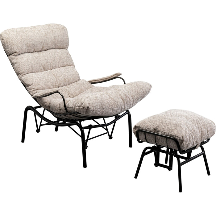 Fauteuil et repose-pieds Vienna Swing beige Kare Design