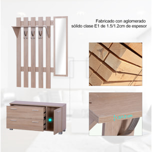 Pack 3 Muebles de Entrada Pasillo 90x21,5x116cm Roble