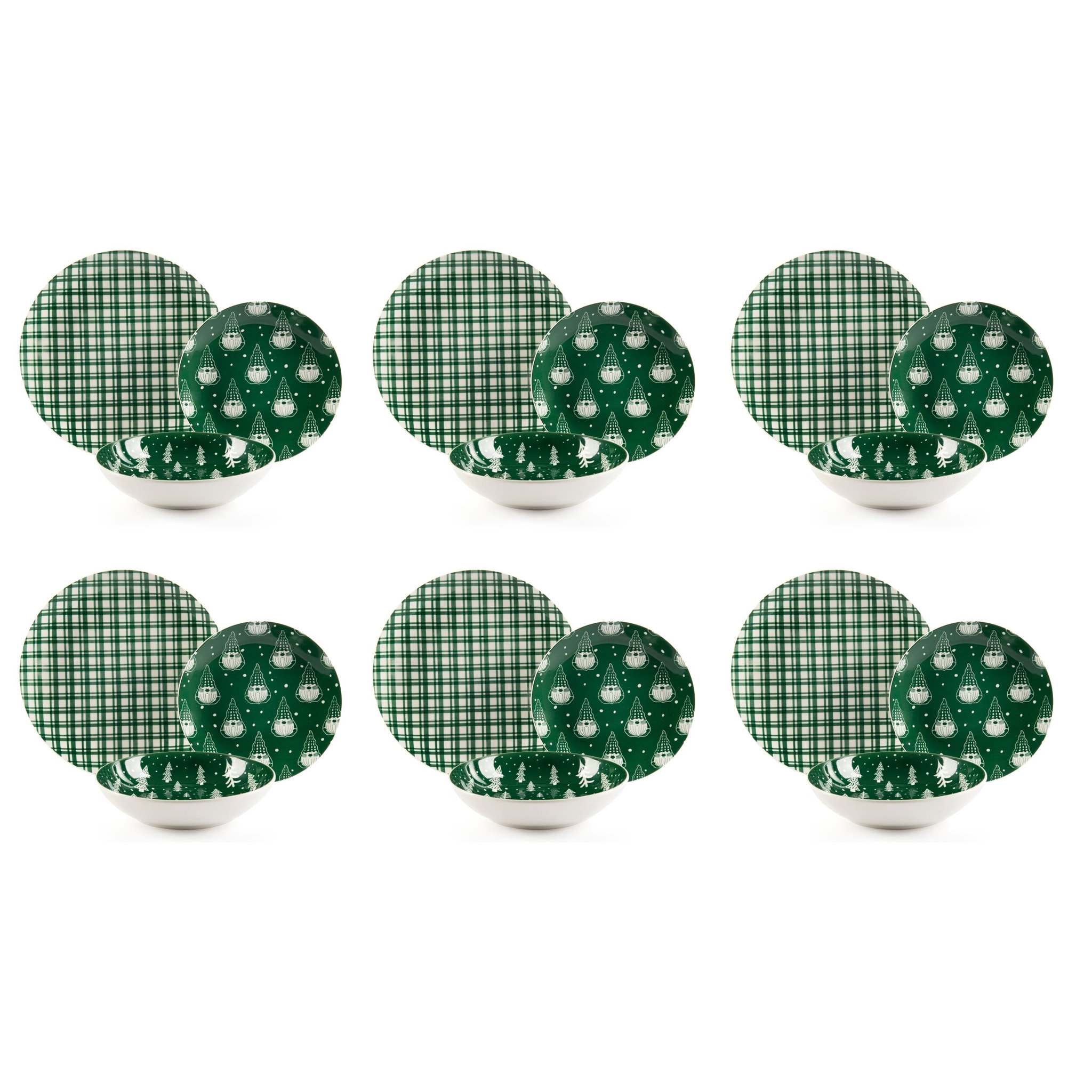 Service de Table 18 pièces Excelsa - Green Winter, Porcelaine Verte