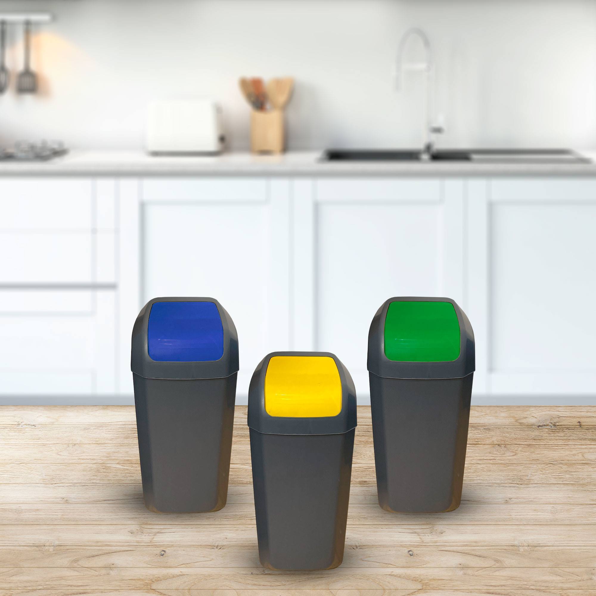 Cubo - papelera con tapa basculante de 15l color amarillo