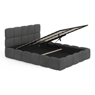 Lit coffre Bubble 140x190cm velours gris