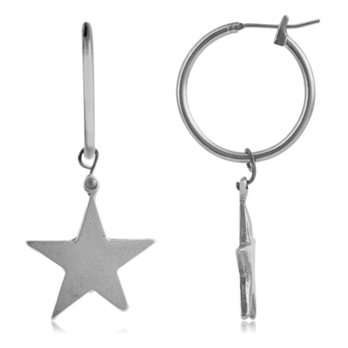 Pendiente aro y estrella colgante dorado